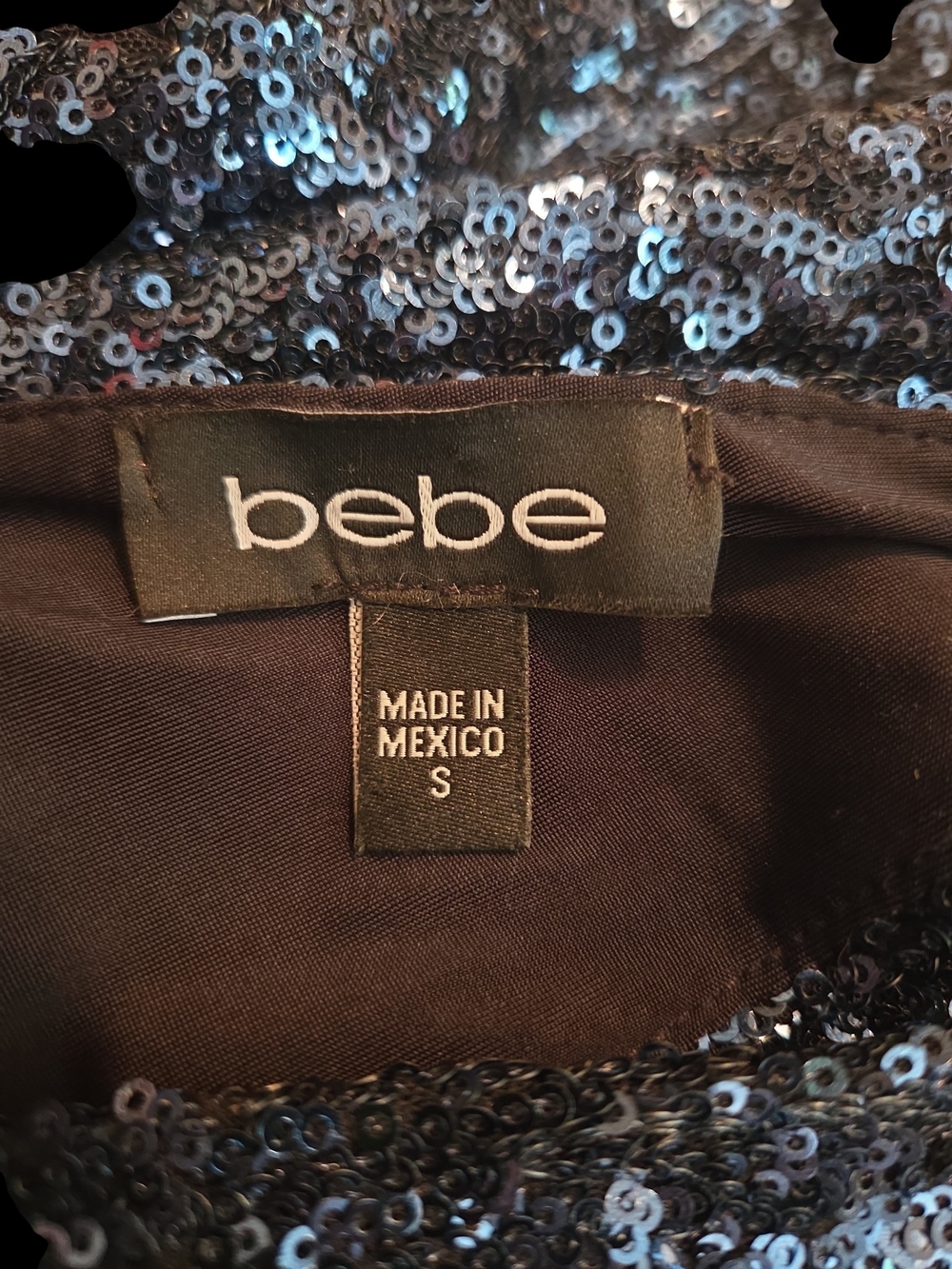 Bebe Navy Sequin V-Neck Bodycon Mini Dress - Picture 5 of 5